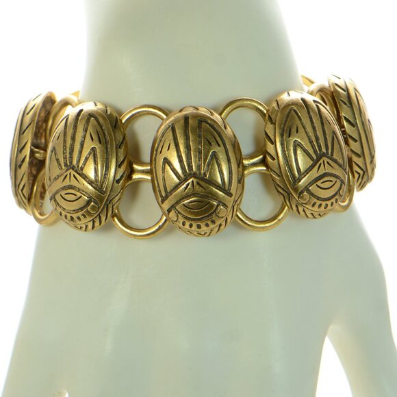 Vintage Oscar de la Renta Egyptian Scarab Toggle Bracelet